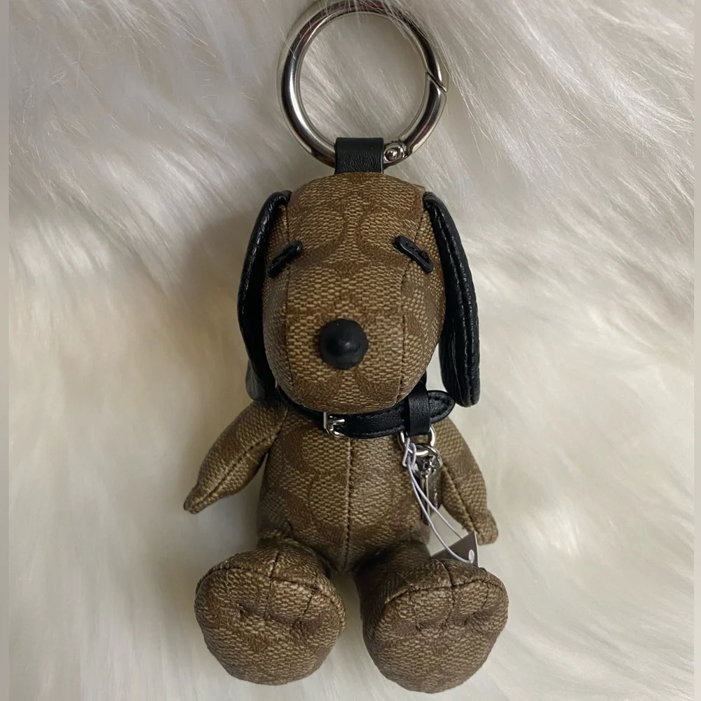 NWT Coach X Peanuts Snoopy Collectible Bag Charm In Signature Canvas Keychain